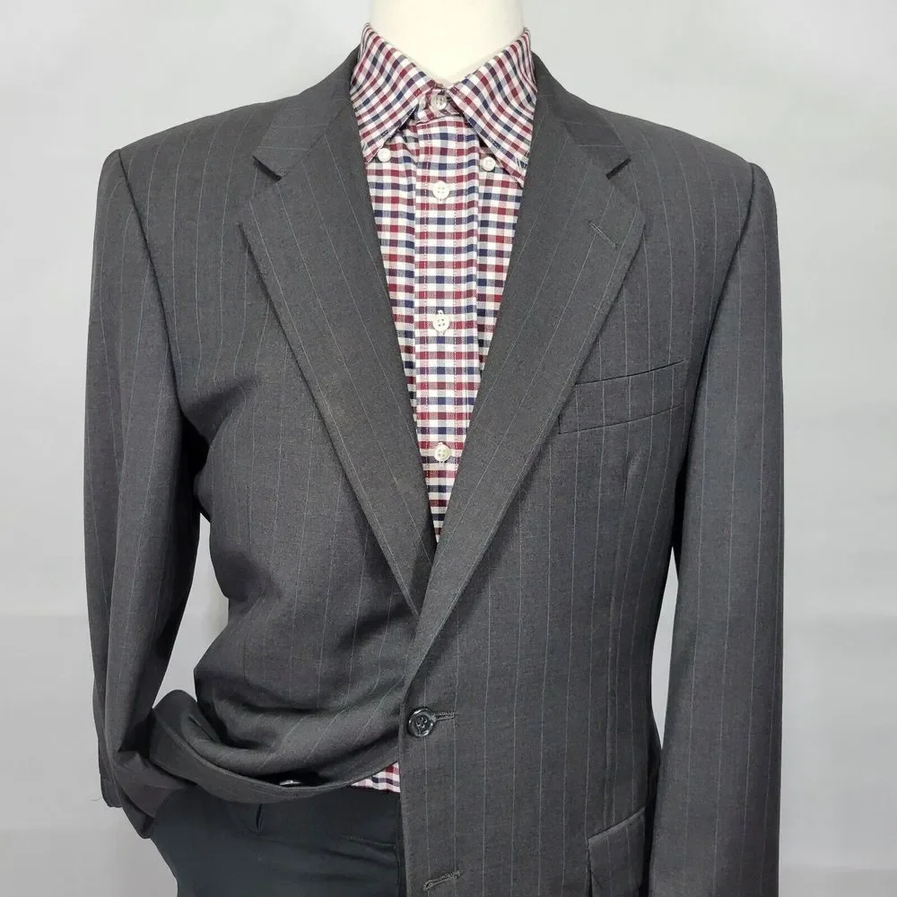 Hickey Freeman Men's Sport Coat Blazer Two Button CH BLK Striped Loro‎ Piana 42L